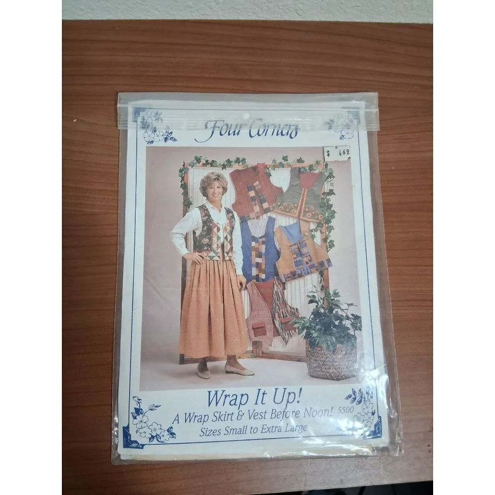 VTG Four Corners Wrap It Up Skirt Vest Sewing Pattern 90s Y2K AK12
